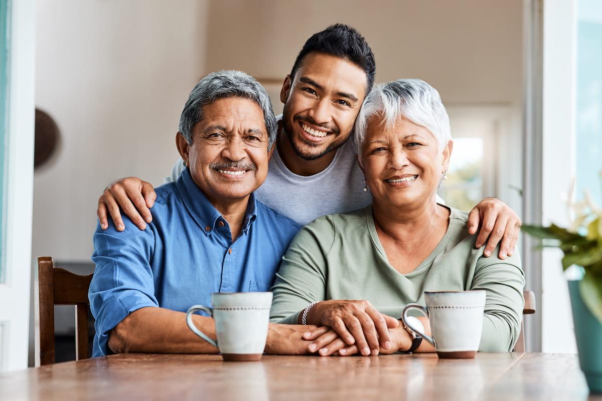 senior parents with son