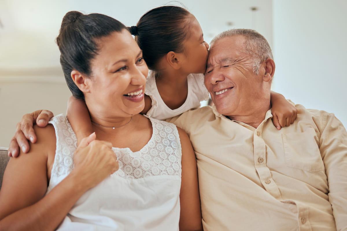 senior man with daughter and granddaughter