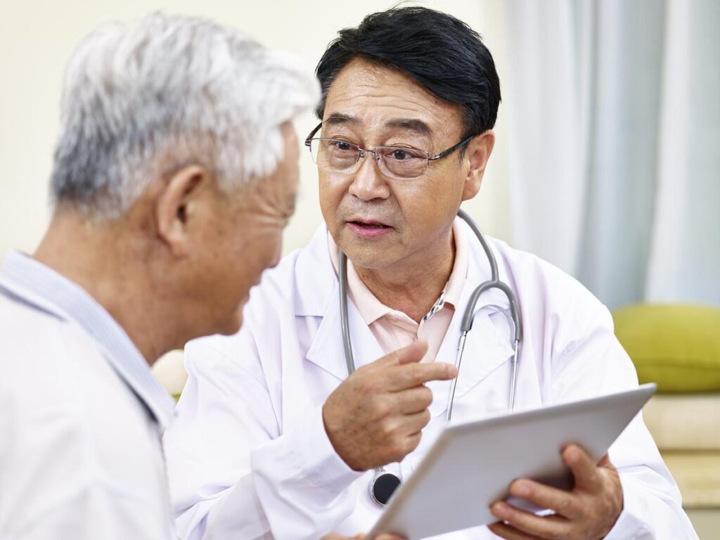 Senior man asking GP for an assessment